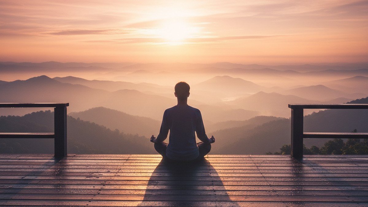 شخص يتأمل في ضوء الصباح بجانب نافذة بتعبير هادئ ومسالم